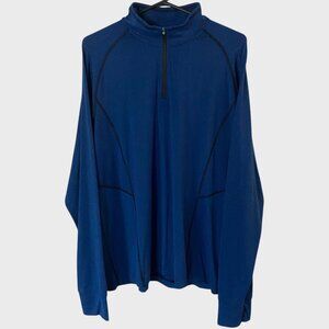 REI Co-op Quarter Zip Shirt Blue Men's Large Athletic Stretch Hiking Base-Layer